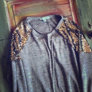 Silver Sequin Sleeve Tunic M